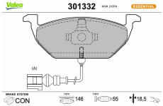 Sada brzdových destiček, kotoučová brzda VALEO 301332