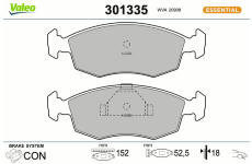 Sada brzdových destiček, kotoučová brzda VALEO 301335