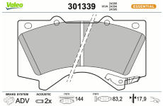 Sada brzdových destiček, kotoučová brzda VALEO 301339