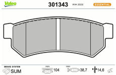 Sada brzdových destiček, kotoučová brzda VALEO 301343