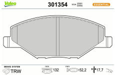 Sada brzdových destiček, kotoučová brzda VALEO 301354