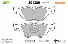 Sada brzdových destiček, kotoučová brzda VALEO 301386