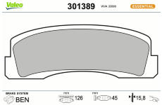 Sada brzdových platničiek kotúčovej brzdy VALEO 301389