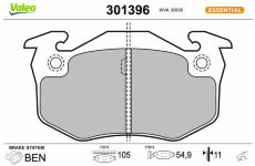 Sada brzdových destiček, kotoučová brzda VALEO 301396