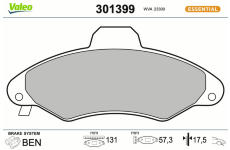 Sada brzdových destiček, kotoučová brzda VALEO 301399