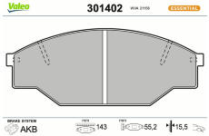 Sada brzdových destiček, kotoučová brzda VALEO 301402