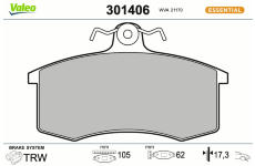 Sada brzdových destiček, kotoučová brzda VALEO 301406