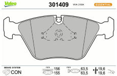 Sada brzdových destiček, kotoučová brzda VALEO 301409