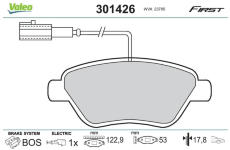 Sada brzdových destiček, kotoučová brzda VALEO 301426