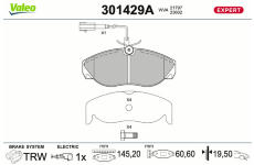 Sada brzdových destiček, kotoučová brzda VALEO 301429A