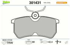 Sada brzdových destiček, kotoučová brzda VALEO 301431