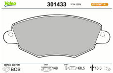 Sada brzdových destiček, kotoučová brzda VALEO 301433