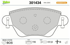 Sada brzdových destiček, kotoučová brzda VALEO 301434