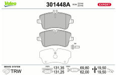 Sada brzdových destiček, kotoučová brzda VALEO 301448A