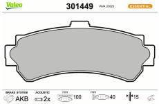 Sada brzdových destiček, kotoučová brzda VALEO 301449