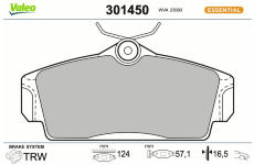 Sada brzdových destiček, kotoučová brzda VALEO 301450