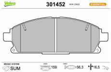 Sada brzdových destiček, kotoučová brzda VALEO 301452