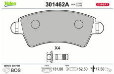 Sada brzdových destiček, kotoučová brzda VALEO 301462A