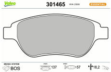 Sada brzdových destiček, kotoučová brzda VALEO 301465
