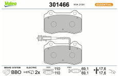Sada brzdových destiček, kotoučová brzda VALEO 301466