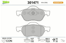 Sada brzdových destiček, kotoučová brzda VALEO 301471