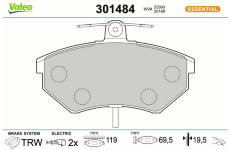 Sada brzdových destiček, kotoučová brzda VALEO 301484