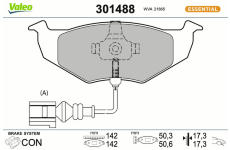 Sada brzdových destiček, kotoučová brzda VALEO 301488