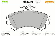 Sada brzdových destiček, kotoučová brzda VALEO 301493