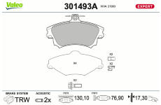 Sada brzdových destiček, kotoučová brzda VALEO 301493A