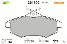 Sada brzdových destiček, kotoučová brzda VALEO 301500