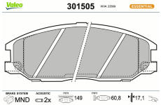 Sada brzdových destiček, kotoučová brzda VALEO 301505