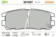 Sada brzdových destiček, kotoučová brzda VALEO 301507