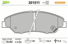 Sada brzdových destiček, kotoučová brzda VALEO 301511