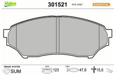 Sada brzdových destiček, kotoučová brzda VALEO 301521
