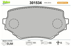 Sada brzdových destiček, kotoučová brzda VALEO 301534