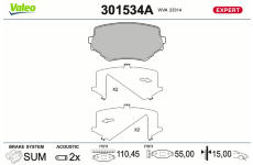 Sada brzdových destiček, kotoučová brzda VALEO 301534A