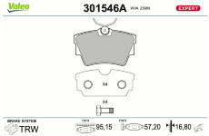 Sada brzdových destiček, kotoučová brzda VALEO 301546A