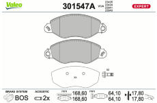 Sada brzdových destiček, kotoučová brzda VALEO 301547A