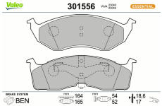 Sada brzdových destiček, kotoučová brzda VALEO 301556