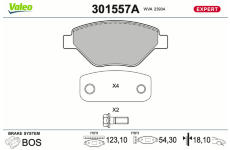 Sada brzdových destiček, kotoučová brzda VALEO 301557A