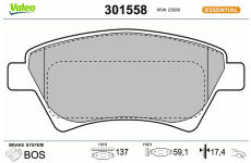 Sada brzdových destiček, kotoučová brzda VALEO 301558