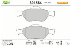 Sada brzdových destiček, kotoučová brzda VALEO 301564
