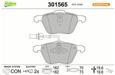 Sada brzdových destiček, kotoučová brzda VALEO 301565
