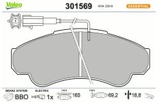 Sada brzdových destiček, kotoučová brzda VALEO 301569