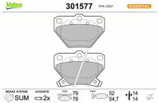 Sada brzdových destiček, kotoučová brzda VALEO 301577