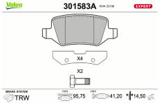 Sada brzdových destiček, kotoučová brzda VALEO 301583A