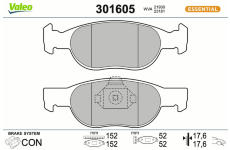 Sada brzdových destiček, kotoučová brzda VALEO 301605
