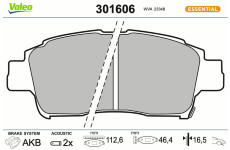 Sada brzdových destiček, kotoučová brzda VALEO 301606