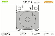Sada brzdových destiček, kotoučová brzda VALEO 301617
