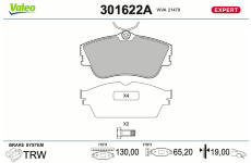 Sada brzdových platničiek kotúčovej brzdy VALEO 301622A